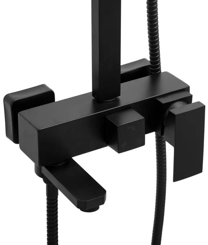 Sprchová súprava KABE s výtokom do vane - čierna matná - hlavica 30x30 cm