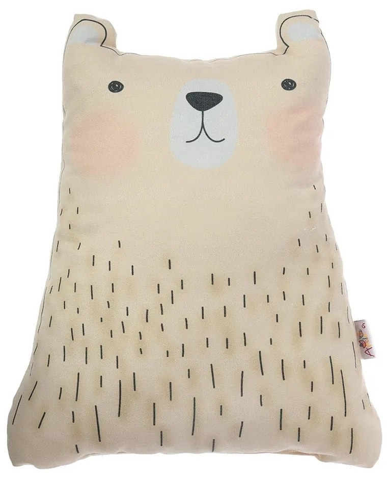 Hnedý detský vankúšik s prímesou bavlny Mike & Co. NEW YORK Pillow Toy Bear Cute, 22 x 30 cm