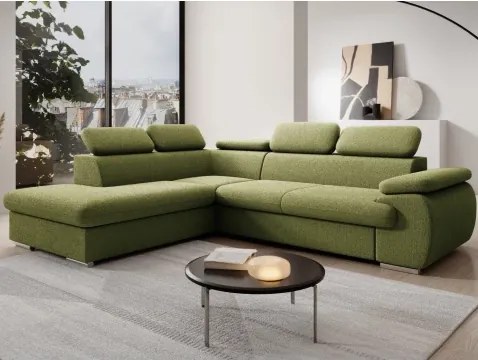 Rohová sedačka Viera, šalátovo zelená látka, ľavý roh%