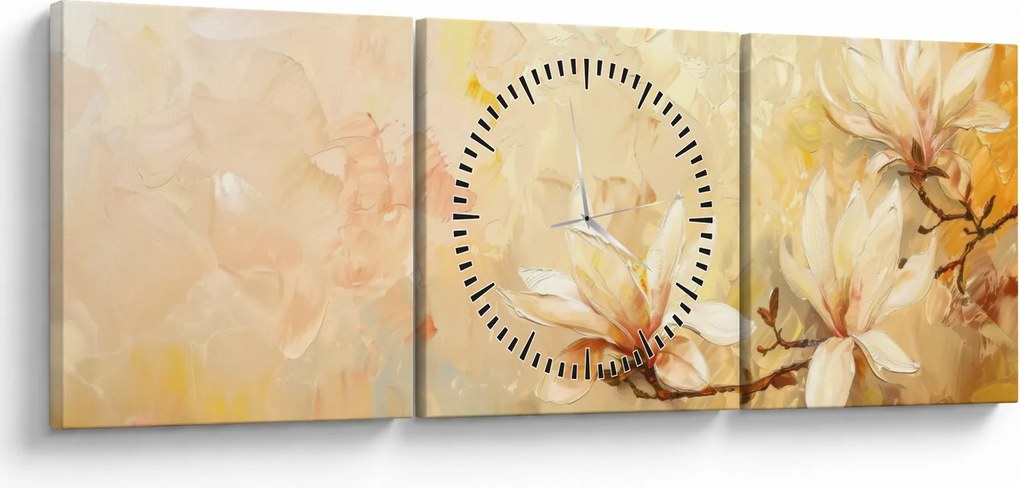 Obraz - Kvety (s hodinami) (90x30 cm)