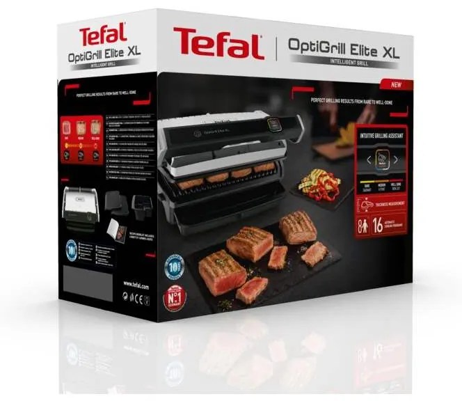 Elektrický gril Tefal OptiGrill Elite XL GC760D30 Nerezový/Čierny