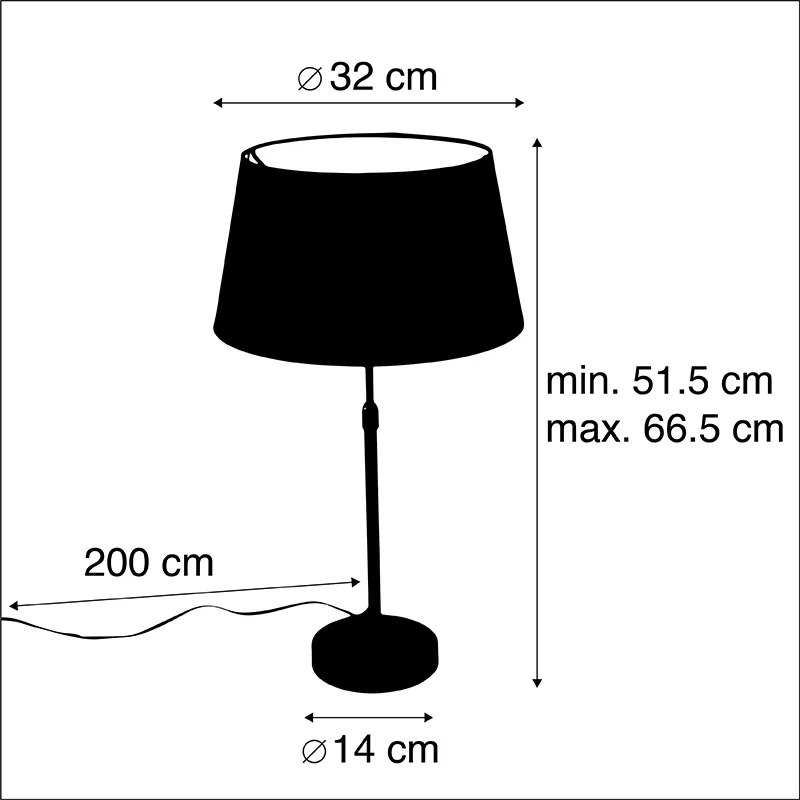 Stolná lampa zlatá/mosadzná s tienidlom čiernym so zlatom 32 cm - Parte