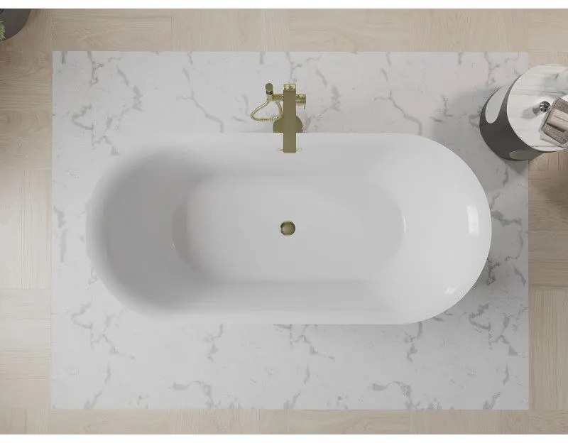 Mexen Roxy, voľne stojaca vaňa 170 x 80 cm, biela, zlatý lesklý prepad, 51201708000-50