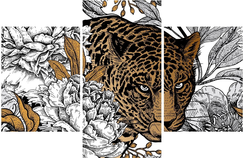 Obraz - Leopard medzi kvetmi (90x60 cm)