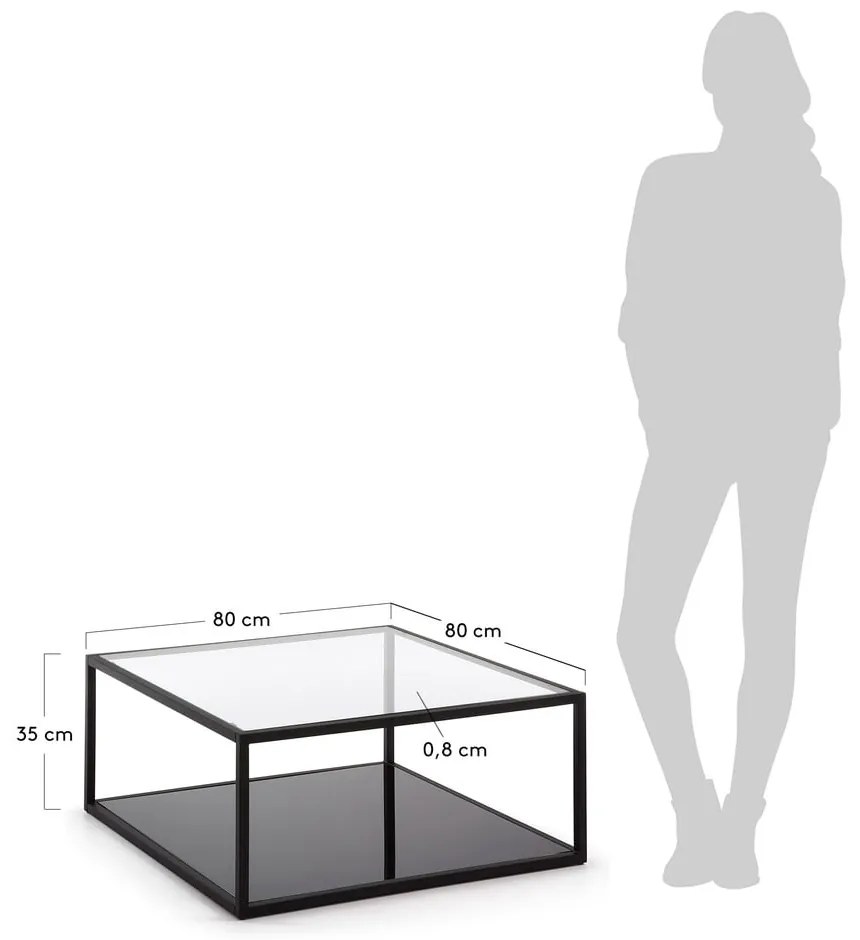 Čierny konferenčný stolík Kave Home Green Hill, 80 x 80 cm