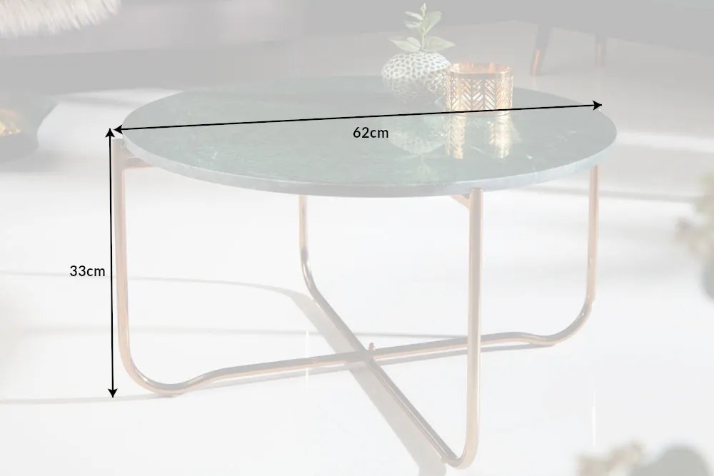 Konferenčný stolík Noble 62cm mramor zelené zlato