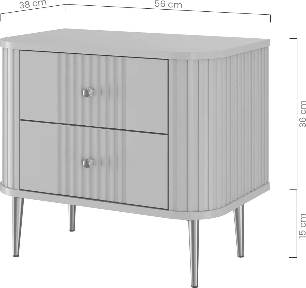 Nočné stolíky Vesper 56 cm - 2 ks - čierna / čierne nožičky