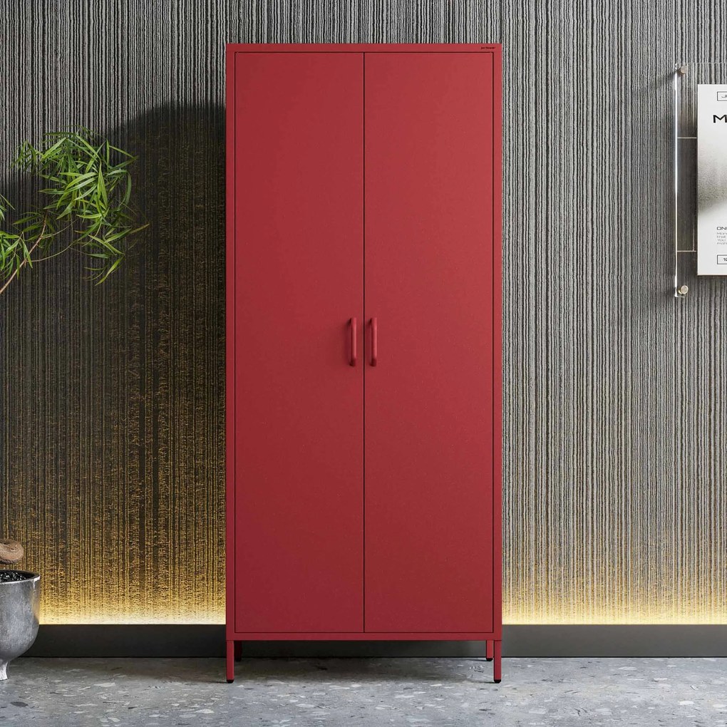 Šatníková skriňa FLAVIO, 800 x 1850 x 450 mm, Modern: červený farba