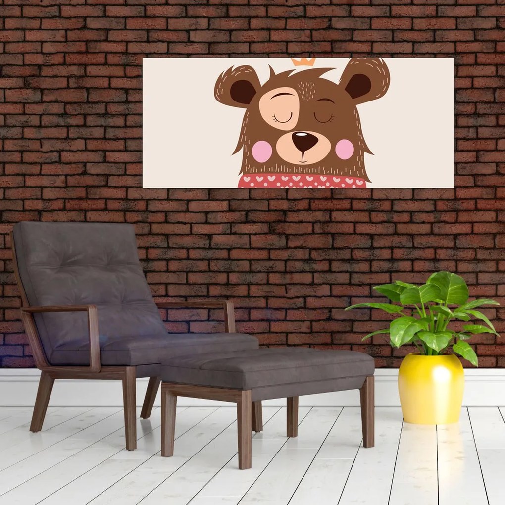 Obraz - Medvedík s červeným šálom (120x50 cm)