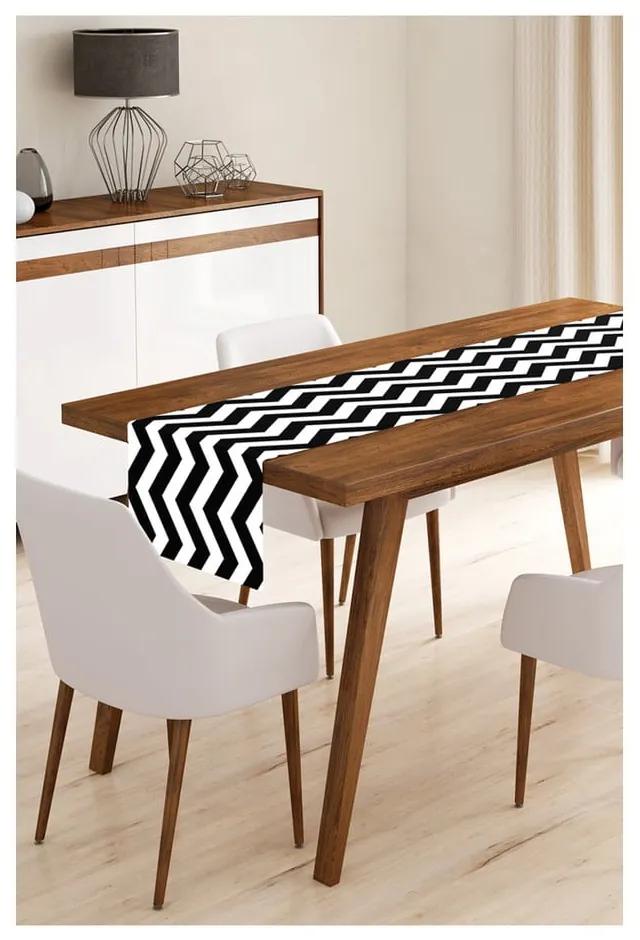 Behúň na stôl z mikrovlákna Minimalist Cushion Covers Black Stripes, 45 x 140 cm