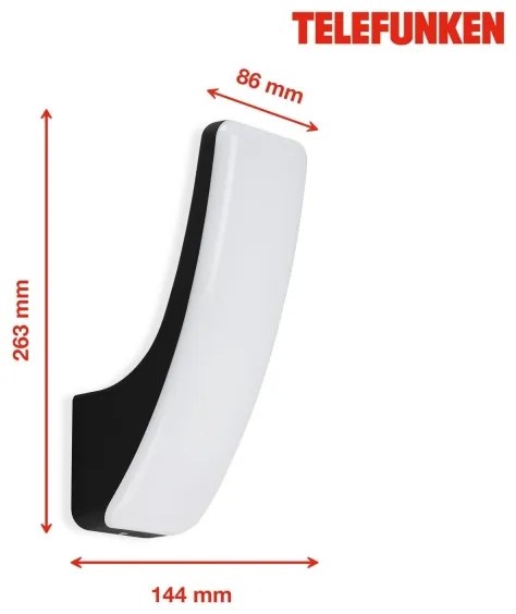 Telefunken 311605TF - LED Vonkajšie nástenné svietidlo LED/15W/230V IP44 čierna