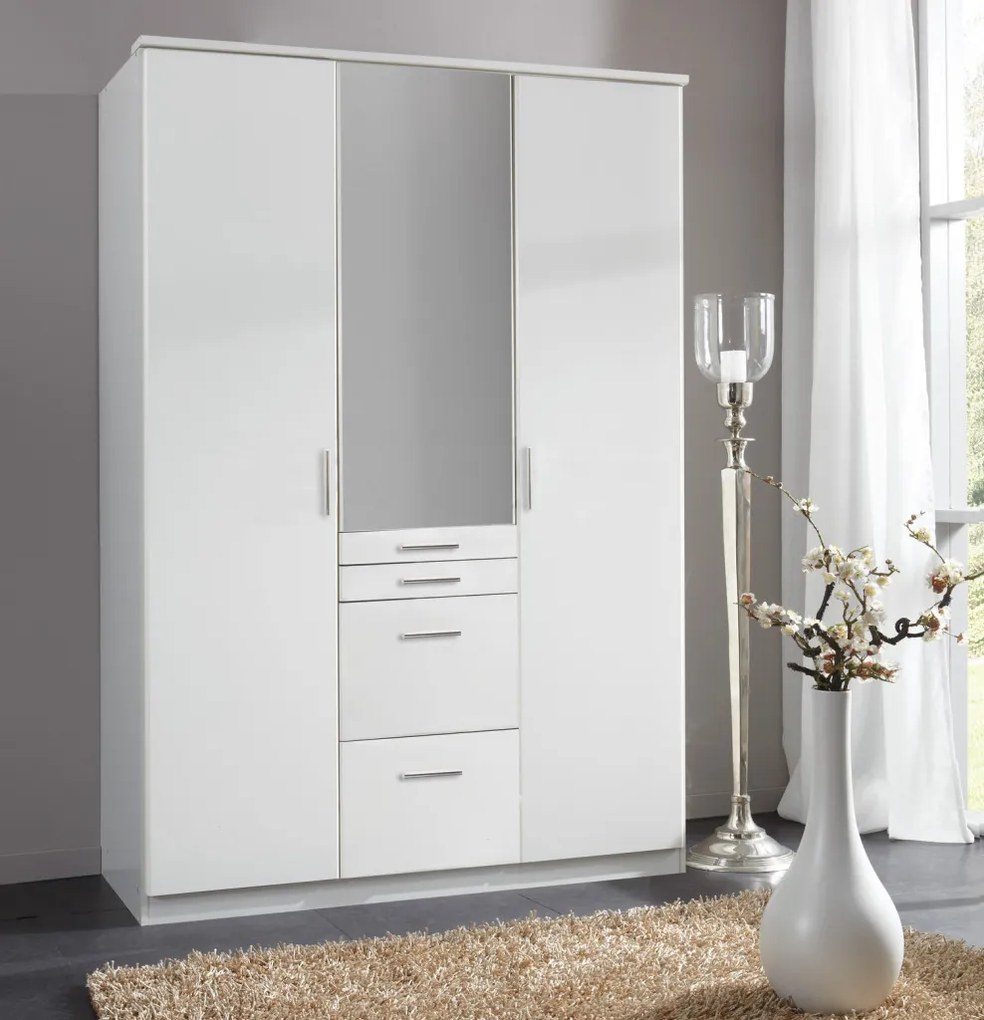 Šatníková skriňa Aachen, 135 cm, biela