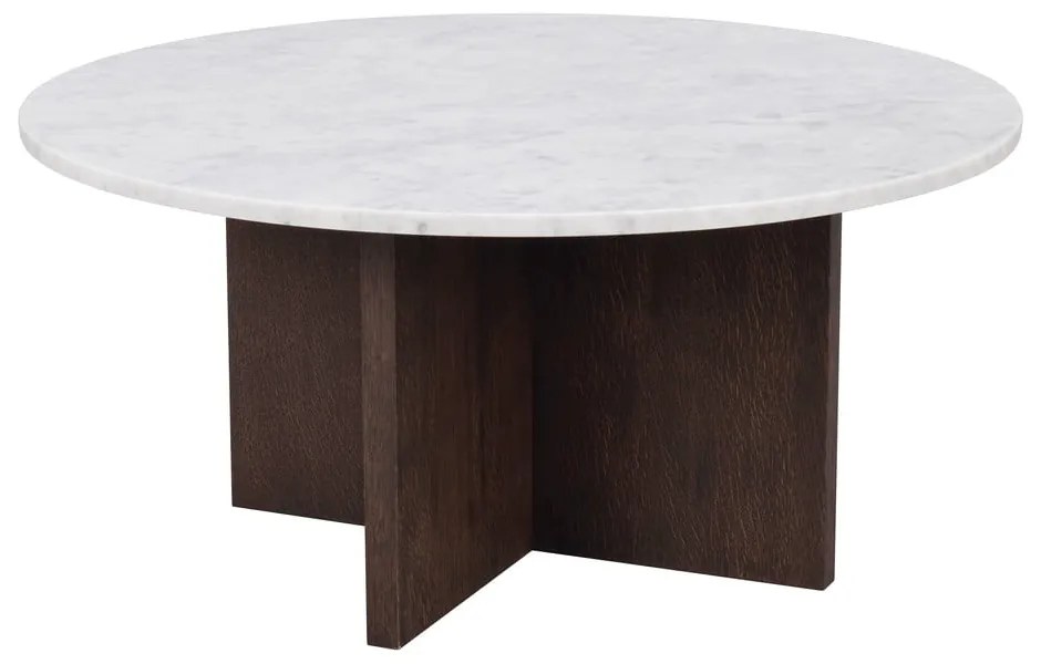 Bielo-hnedý mramorový okrúhly konferenčný stolík 90x90 cm Brooksville - Rowico
