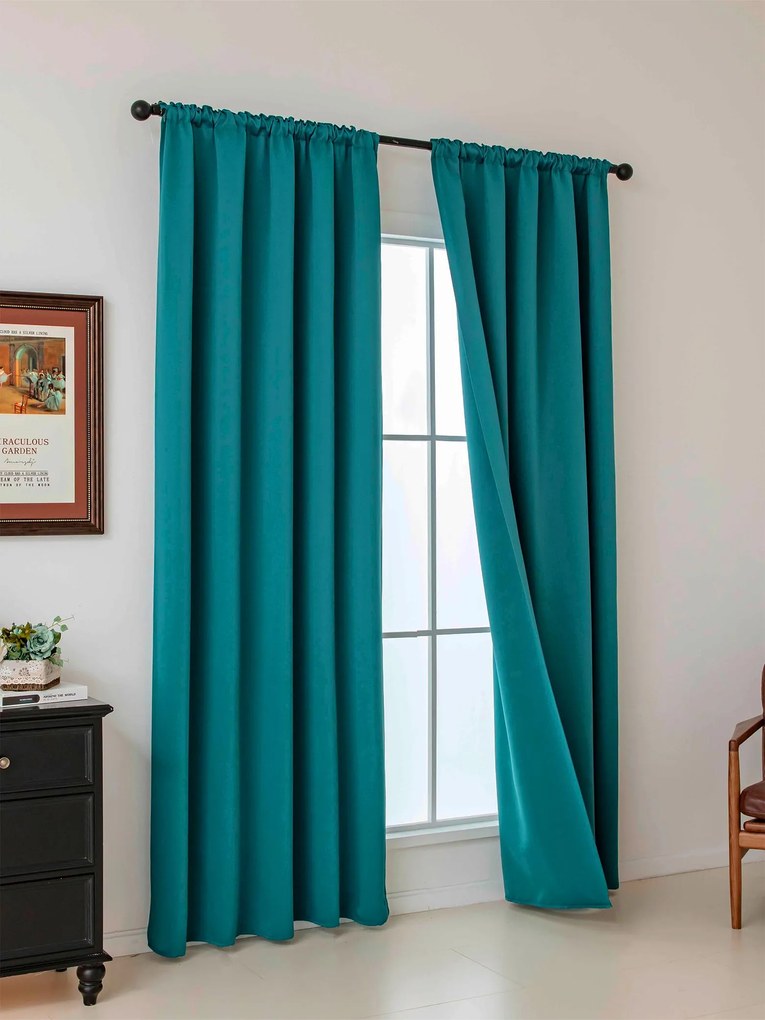 Blackout závesy Elias petrolejová – 140 × 250 cm (2 ks) - riasiaca stuha