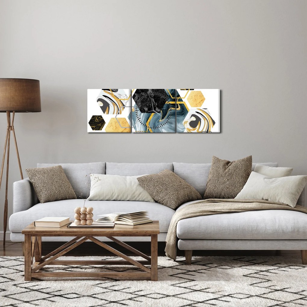 Obraz - Mnohouholník (s hodinami) (90x30 cm)