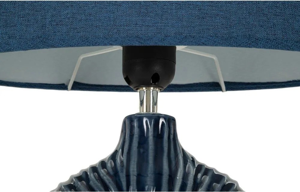 Modrá keramická stolová lampa s textilným tienidlom (výška 43 cm) Seta – Mauro Ferretti