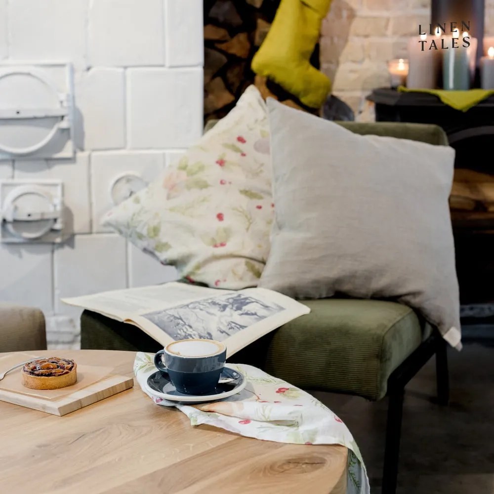 Vianočná ľanová obliečka na vankúš Linen Tales Merry, 40 x 40 cm