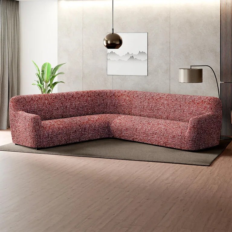Bielastické poťahy GLORIA vínová rohová sedačka (š. 350 - 530 cm)