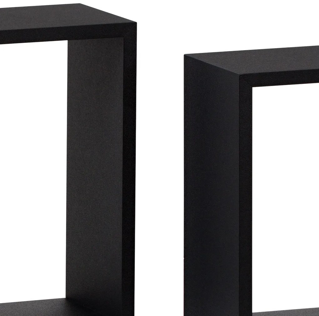 Súprava nástenných poličiek P-008, matná čierna, 3 ks