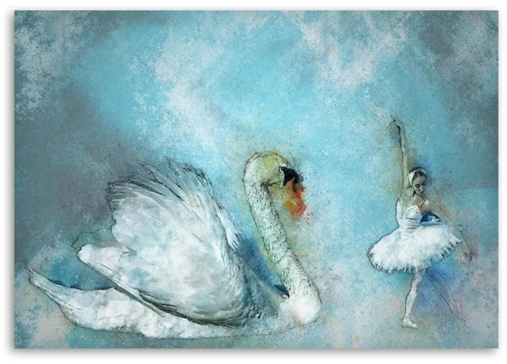 Obraz na plátně Swan Ballerina tyrkysová - 120x80 cm