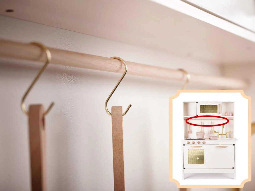 KIK Detská drevená kuchynka v retro štýle s príslušenstvom, 100 cm