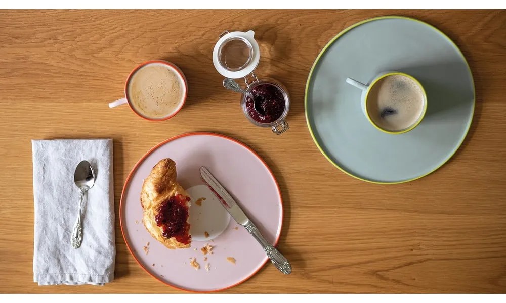 Súprava ružovej kameninovej šálky a taniera Remember Greta, 250 ml