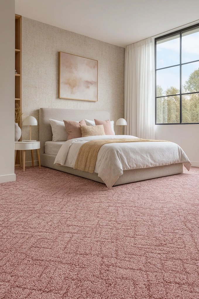 ITC, Koberec metráž Bossanova 62, na mieru, šíře 4m, ružová, filc, obývacia izba