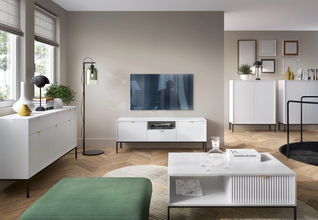 Televízny stolík Nova 154 cm biely/čierny