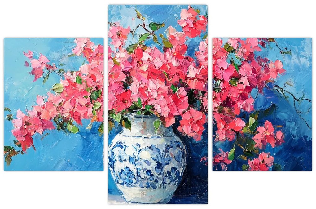 Obraz - Váza ružových kvetov (90x60 cm)