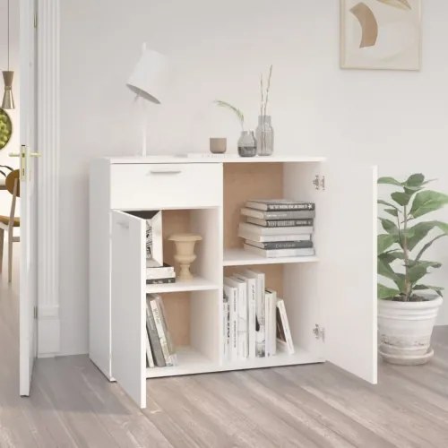 vidaXL Komoda biela 80x36x75 cm drevotrieska-