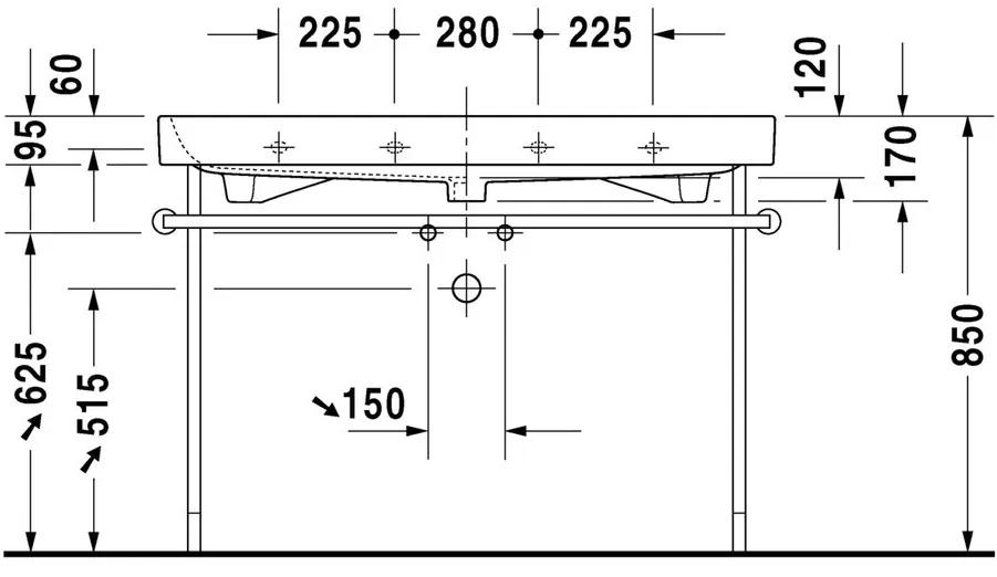 Duravit Happy D.2 - Umývadlo do nábytku 1200x505 mm, 1 otvor pre batériu prepichnutý, biela 2318120000