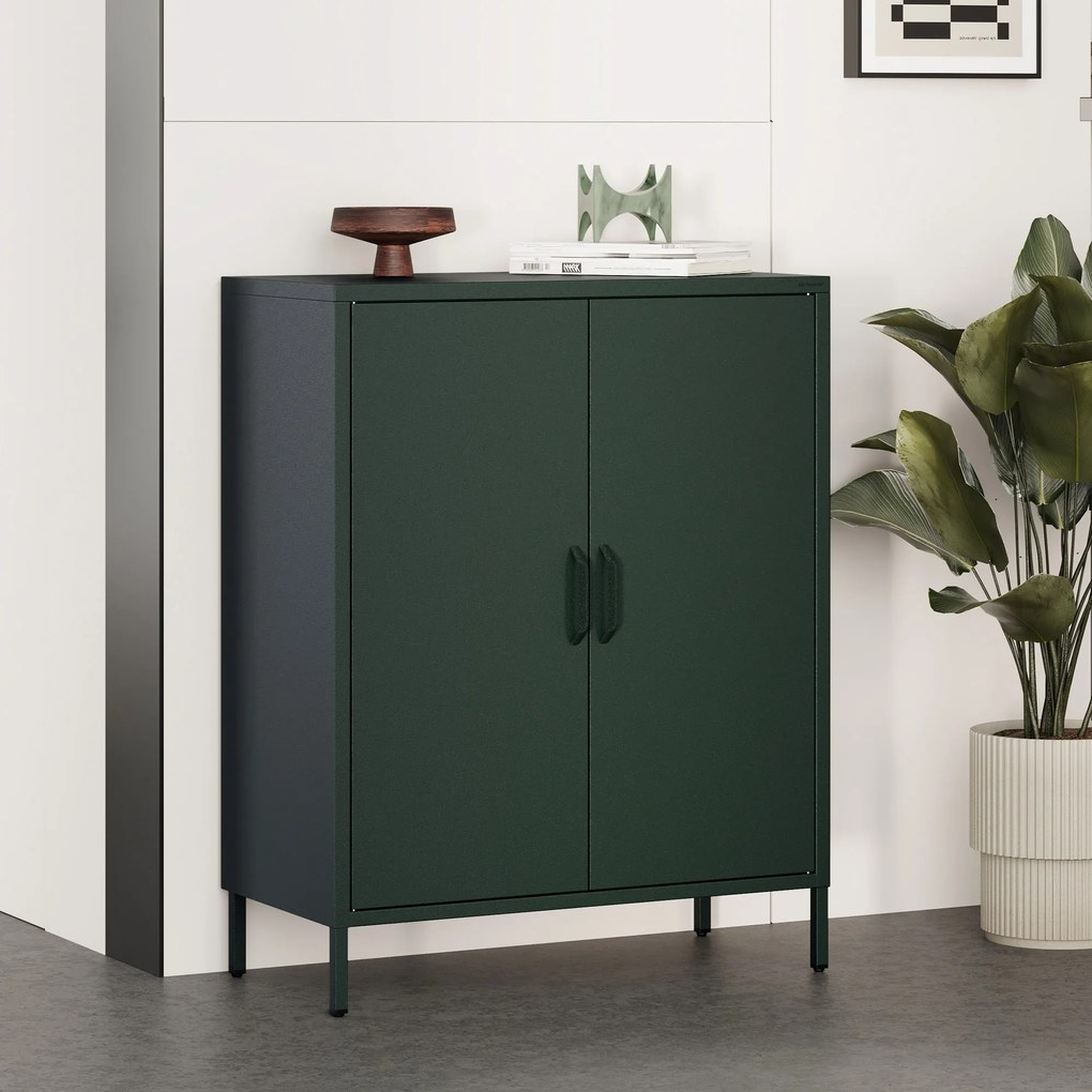 Skrinka do obývačky s policami VITO, 800 x 1015 x 400 mm, Modern: fľaškovo zelená farba