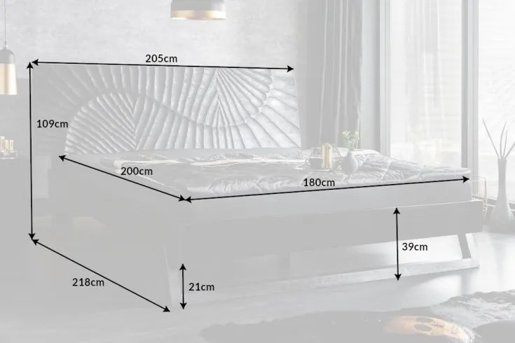 Dizajnová posteľ Zorpi 180x200cm masívne mangové drevo / čierna