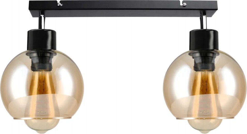 BERGE Sklenená LED stropná lampa LOFT 2xE27 - jantárová farba