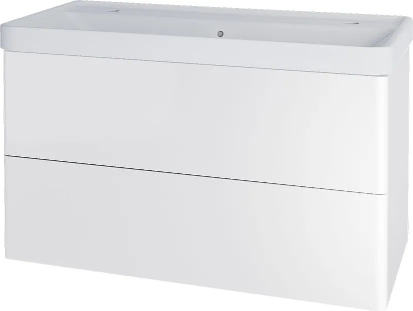 Mereo, Mereo Siena, kúpeľňová skrinka s keramickým umývadlom 101 cm, biela lesk, MER-CN4122