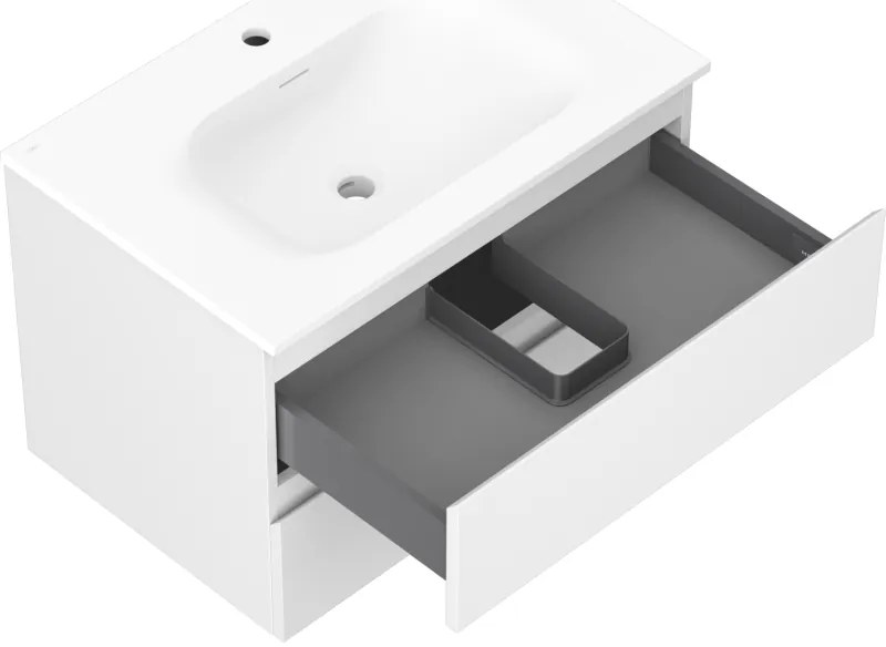 Mexen Orio, kúpeľňová skrinka 70 cm s umývadlom Vela, 2 zásuvky, biela matná, 91A10-07047-2-BFF01-W23M01