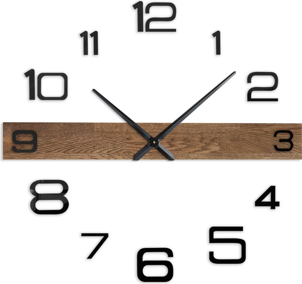 Drevené nástenné hodiny s minimalistickým dizajnom - HOPLOK: Strieborné ručičky 80 cm 4653-109250 MAS023-3073