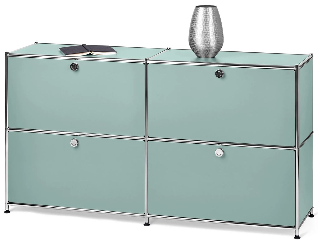 Kovová odkladacia skrinka »CN3« so 4 výklopnými priečinkami, šalviová