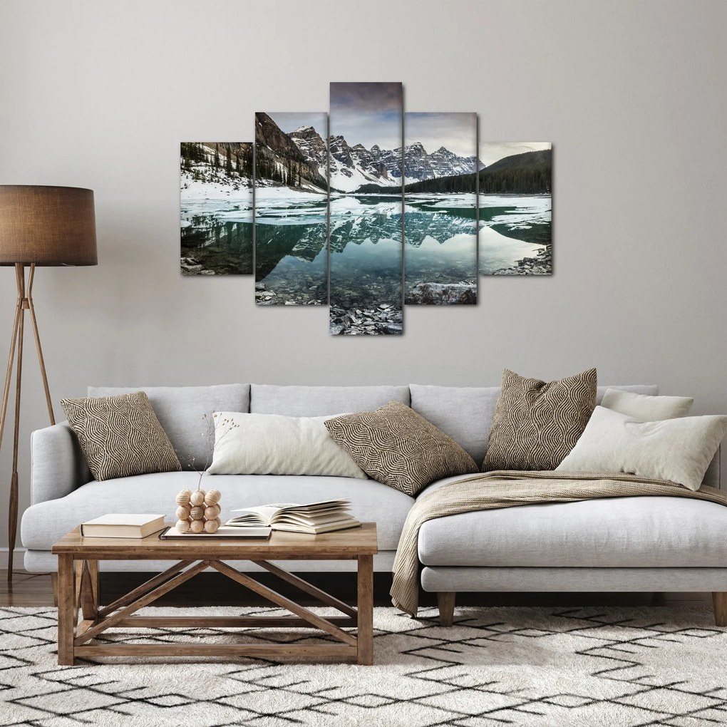 Obraz - jazero v zime (150x105 cm)