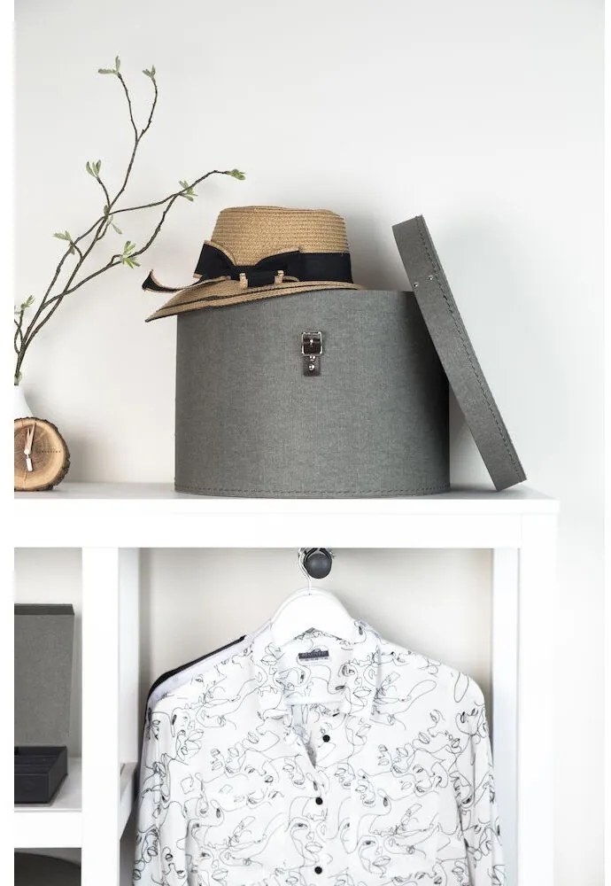 Sivé kartónové úložné boxy v súprave 2 ks s vekom ø 37,5x25,5 cm Rut Canvas Paper Laminate – Bigso