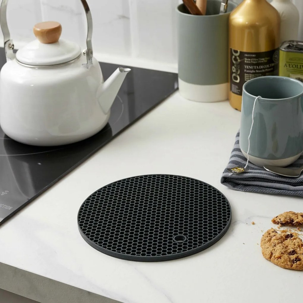 Orion Podložka pod hrniec, silikónová sivá, 18 cm