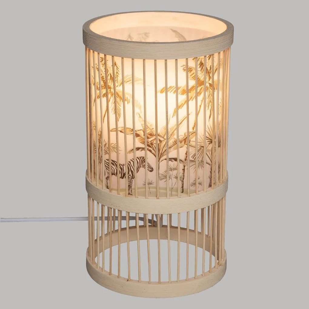 Atmosphera Créateur d'intérieur Detská nočná lampa z bambusu s akvarelovými motívmi les a safari