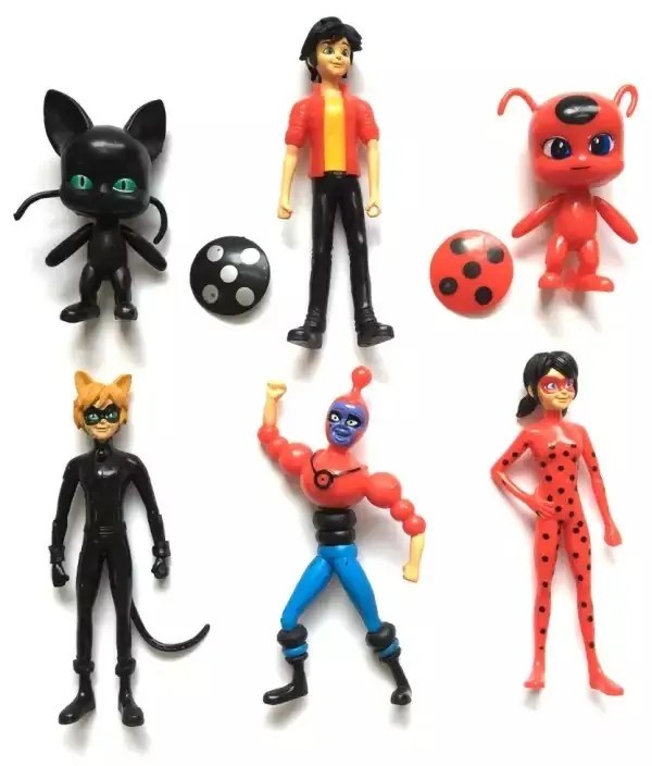 Figurky Miraculous Kouzelná Beruška a Černý kocour 6 ks