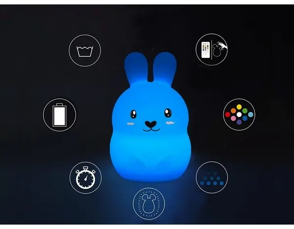 Verk 12262 Nočná RGB lampička dotyková králik USB 1200mAh s diaľkovým ovládaním