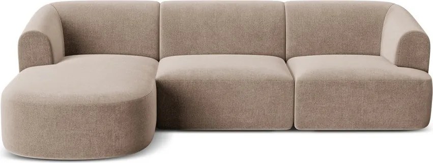Svetlohnedá zamatová rohová pohovka (ľavý roh/s leňoškou) Campi – Cosmopolitan Design