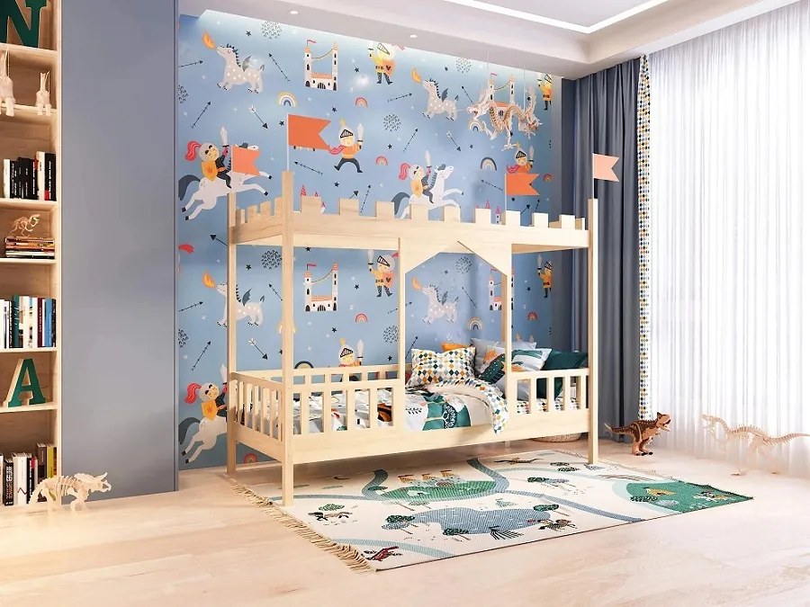 Detská posteľ v tvare zámku Dragon 2 - 120 x 200 cm - biela