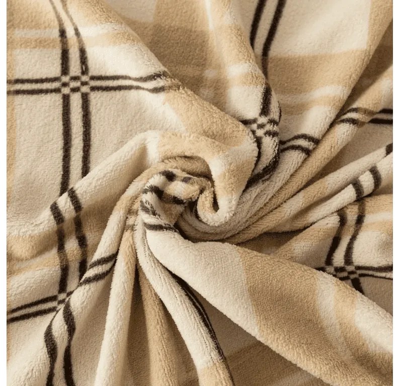 Obliečky mikroplyš PLAID krémové Rozmer obliečky: 70 x 90 cm | 140 x 200 cm