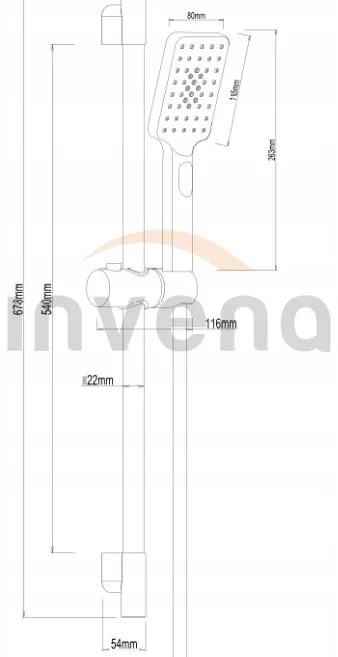 Invena Midnight, sprchový stĺp s ručnou sprchou, čierna-ružové zlato, AU-35-014-S