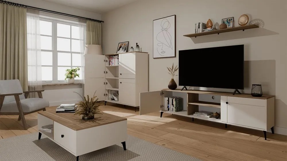 TV stolík Point 183 cm dub Castello/kašmírová