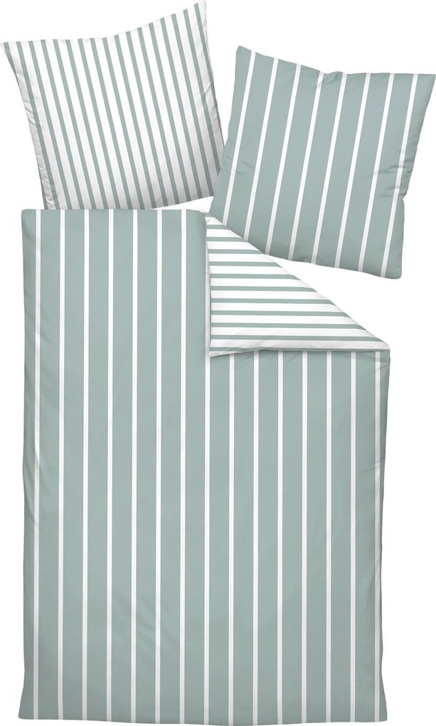 XXXLutz POSTEĽNÁ BIELIZEŇ, makosatén, biela, šalviovozelená, 140/200 cm Janine - Obliečky & plachty - 003361158003